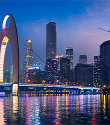 Guangzhou skyline and bridge