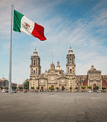 Mexico flag and building